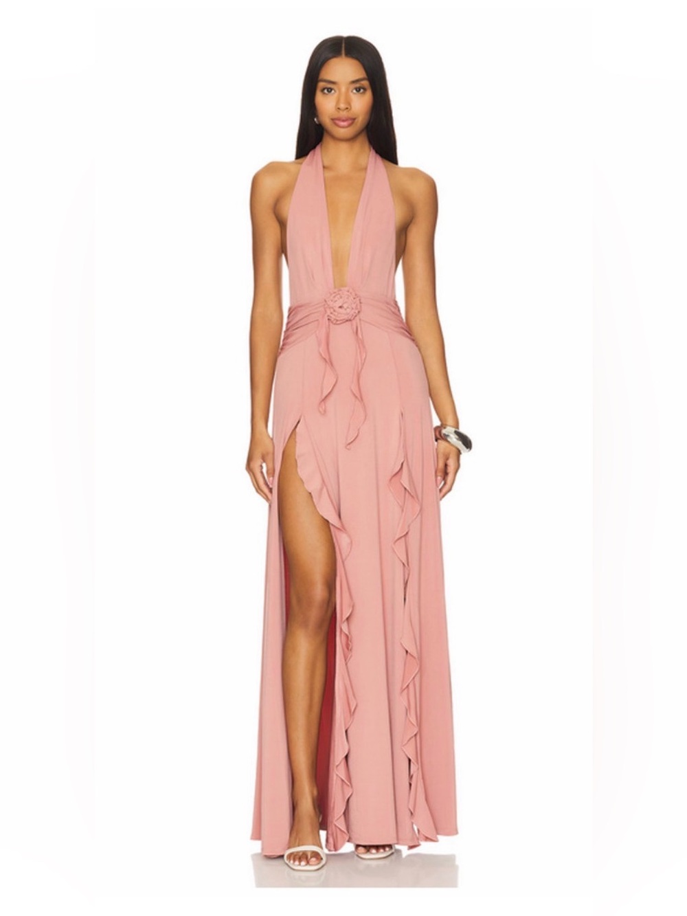 NWT WeWoreWhat Halter Ruffle Maxi Dress Size XXL Color Desert Sand